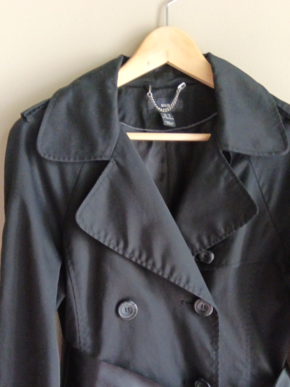 P19" L40" Trench Coat H&M Black Double-Breasted